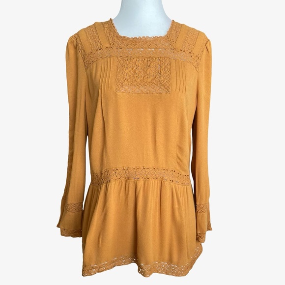 J. Crew Point Sur Lacey Top Marled Mushroom Gold Yellow 8 EUC - Picture 6 of 16